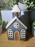 Small Ceramic Church Tea Light Holder with a Bell Tower