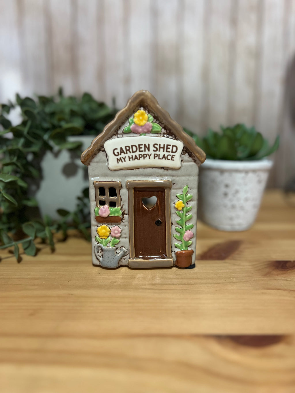 Garden Shed My Happy Place Tea Light Holder Flower Detail Gift for Gardener