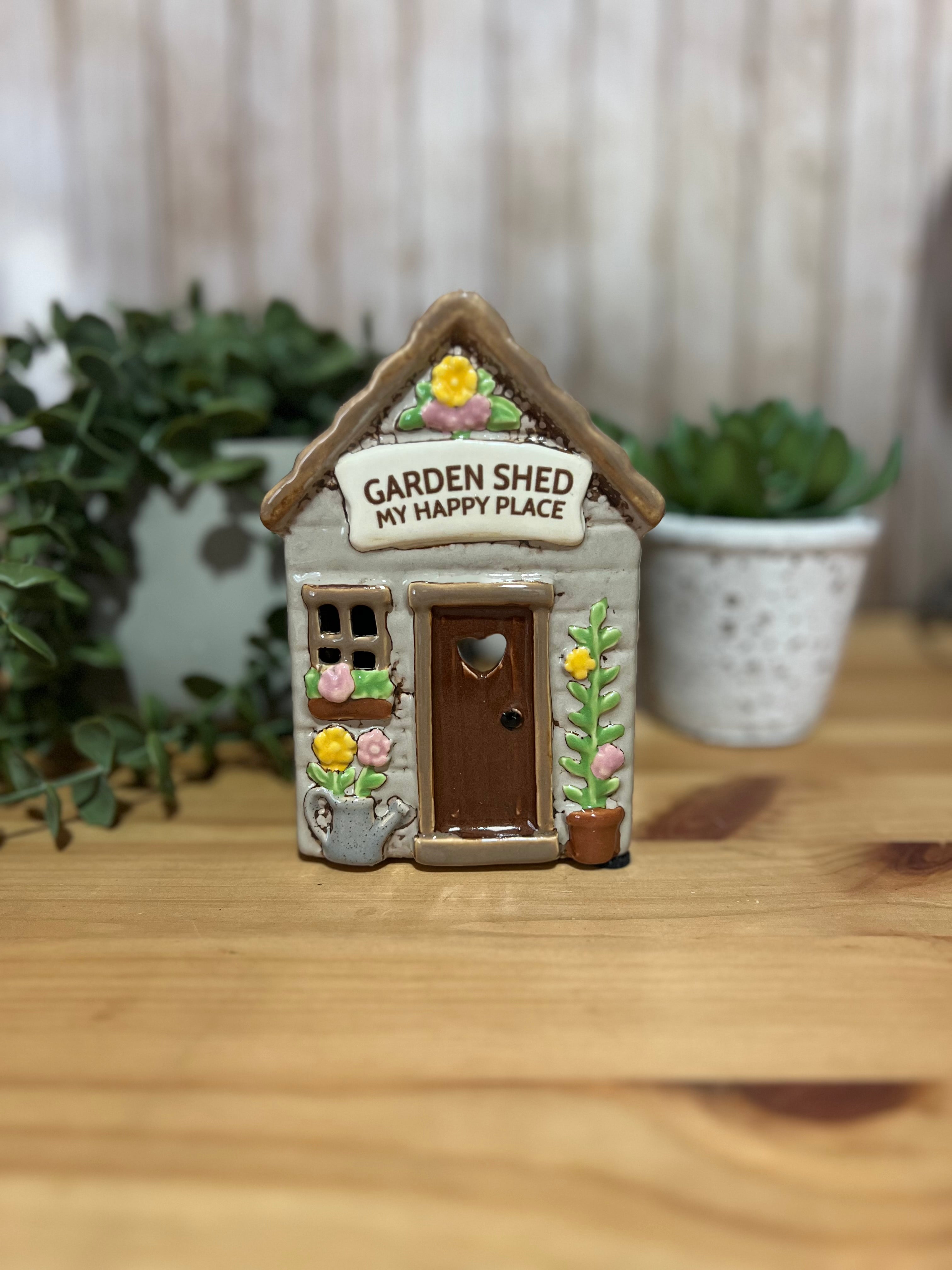 Garden Shed My Happy Place Tea Light Holder Flower Detail Gift for Gardener