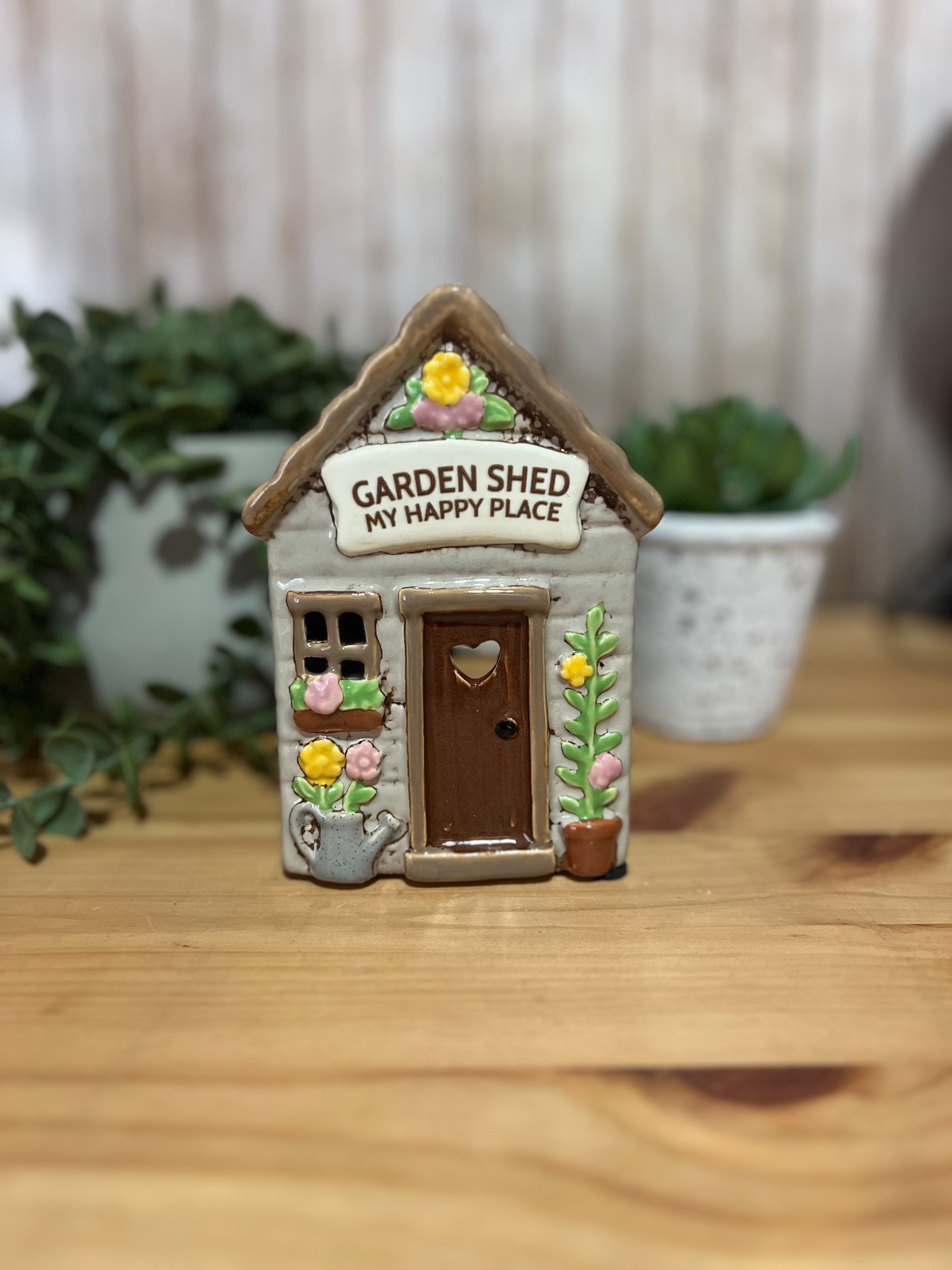Garden Shed My Happy Place Tea Light Holder Flower Detail Gift for Gardener