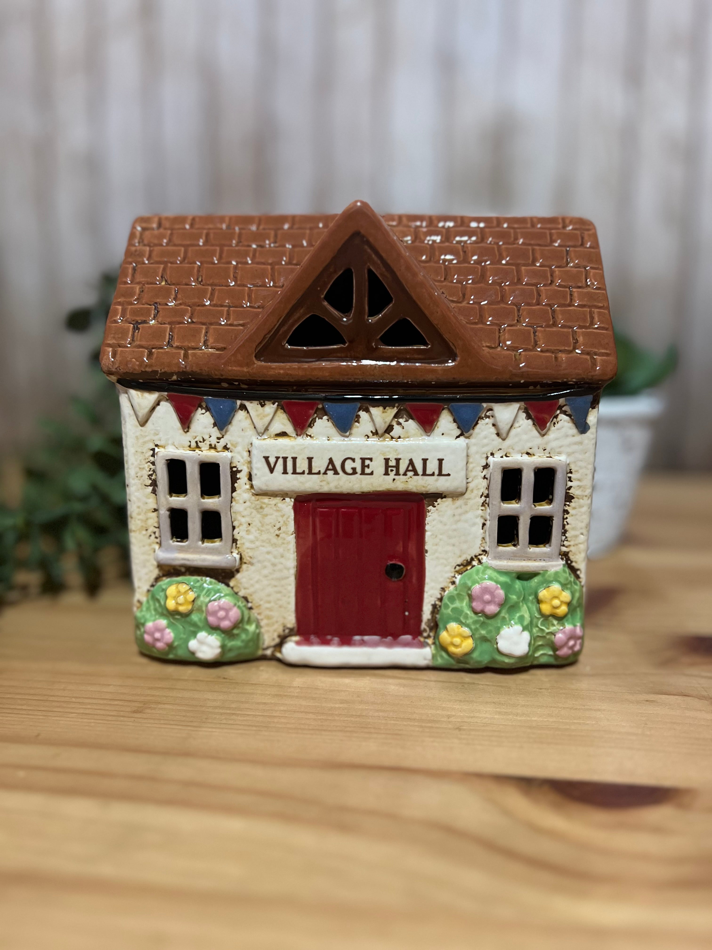 Village Hall Themed Glazed Ceramic Tea Light Holder