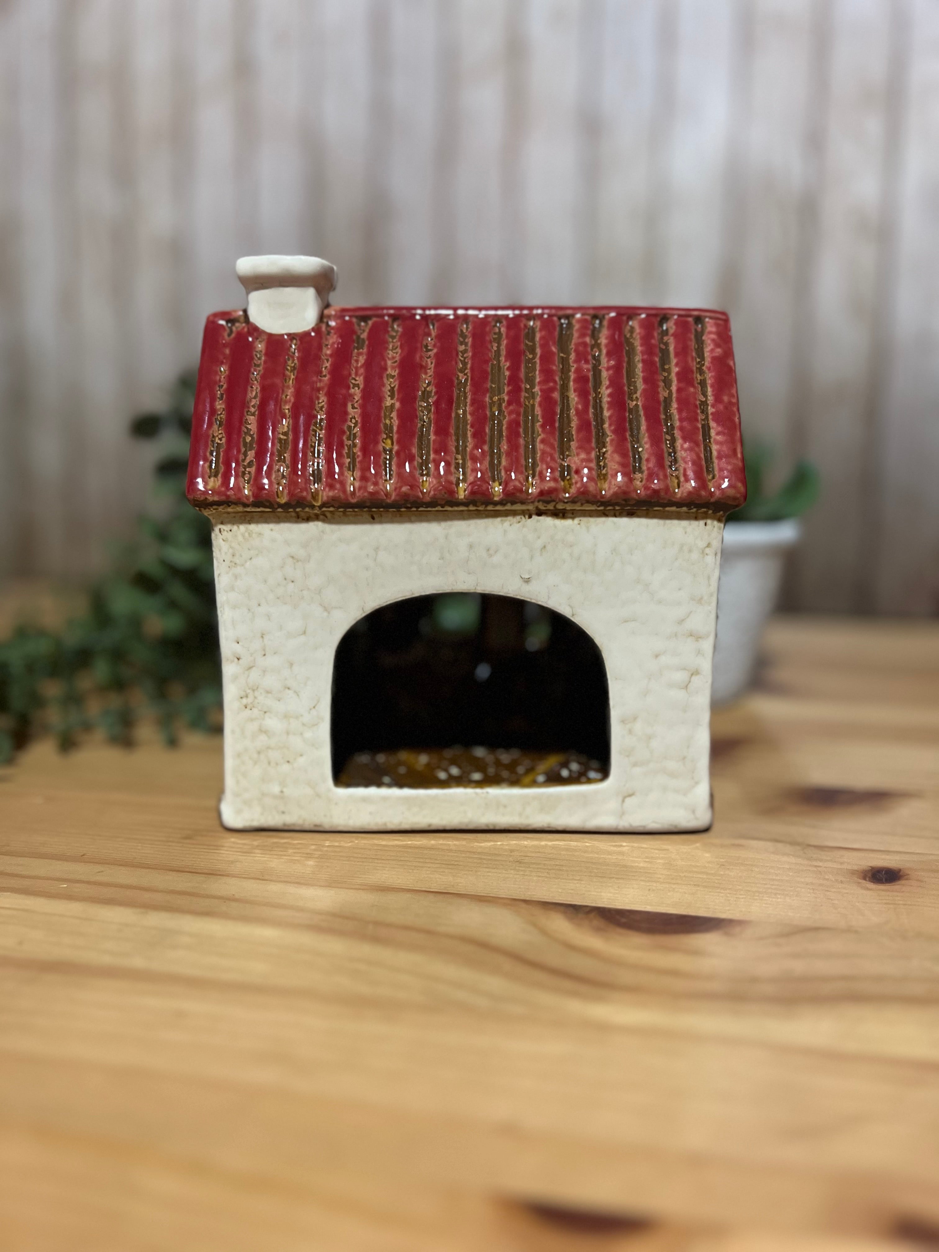 Cow Shed Themed Ceramic Tea Light Holder House Lots of Detail