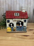 Cow Shed Themed Ceramic Tea Light Holder House Lots of Detail