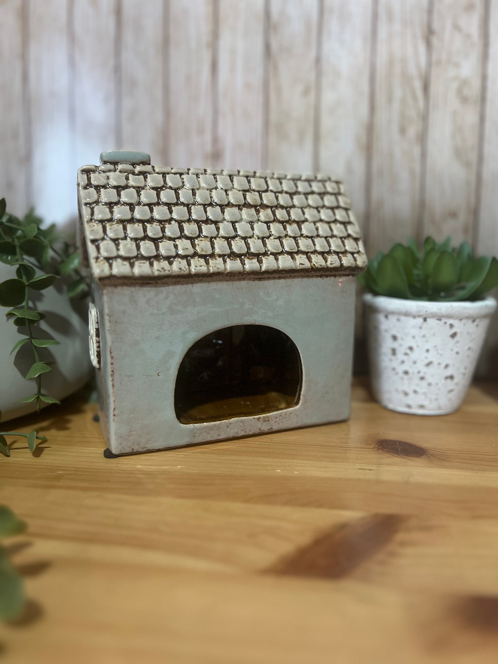 Farm Shop Themed Glazed Ceramic Tea Light Holder