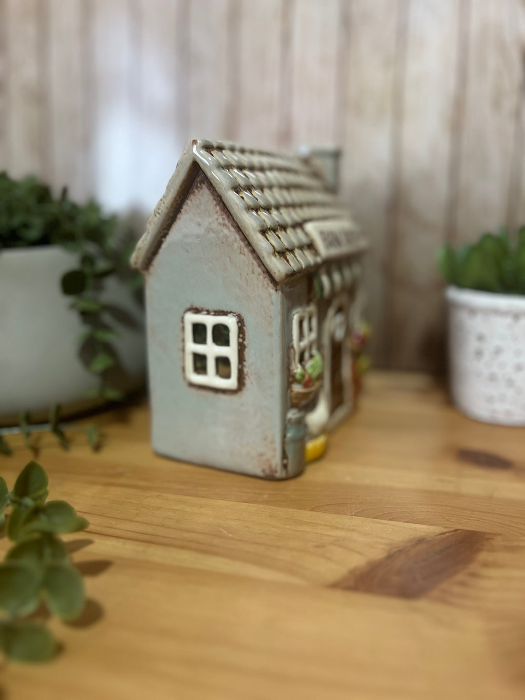 Farm Shop Themed Glazed Ceramic Tea Light Holder