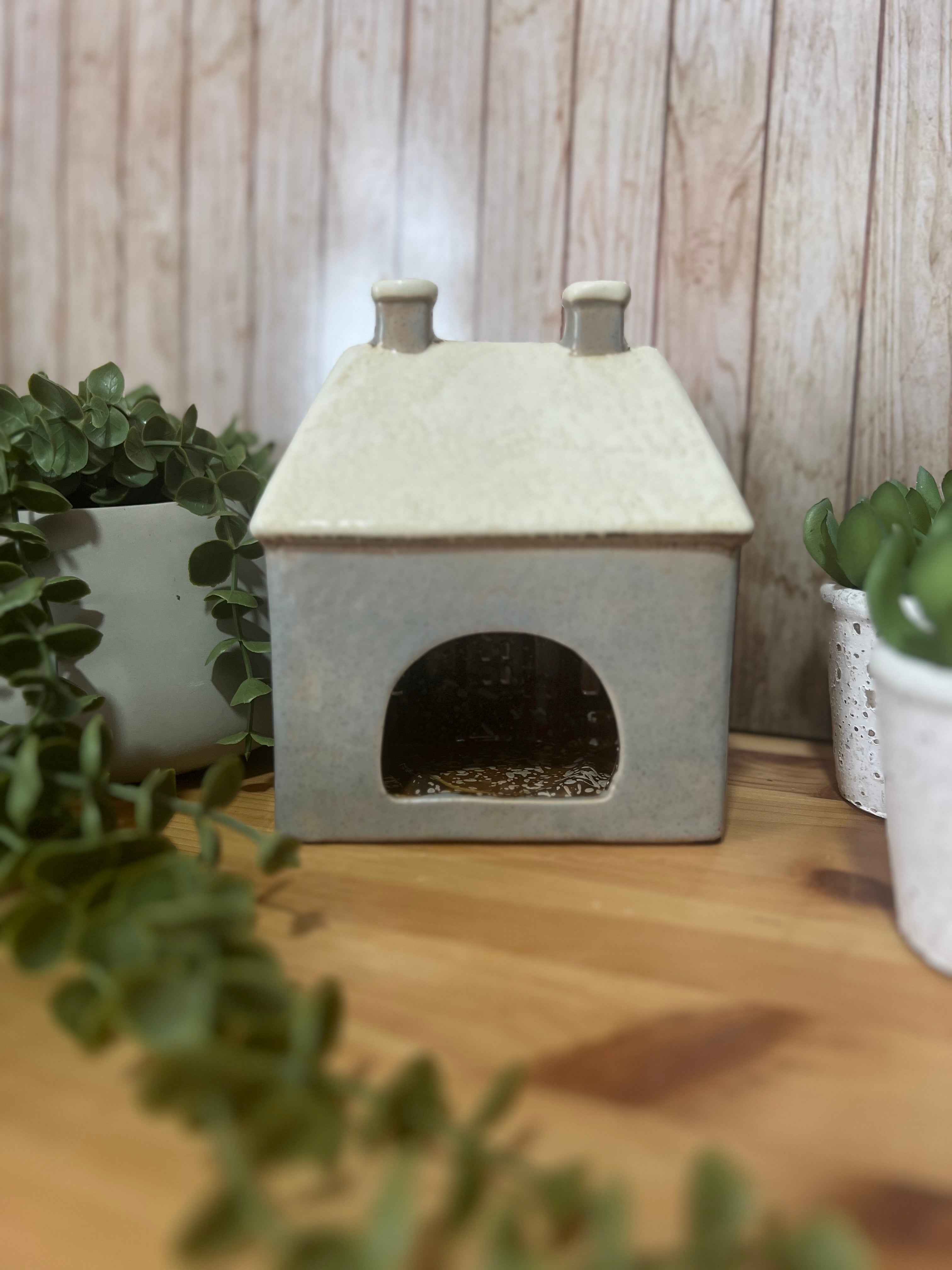 Bunting and Butterfly Covered Glazed Ceramic Tea Light House