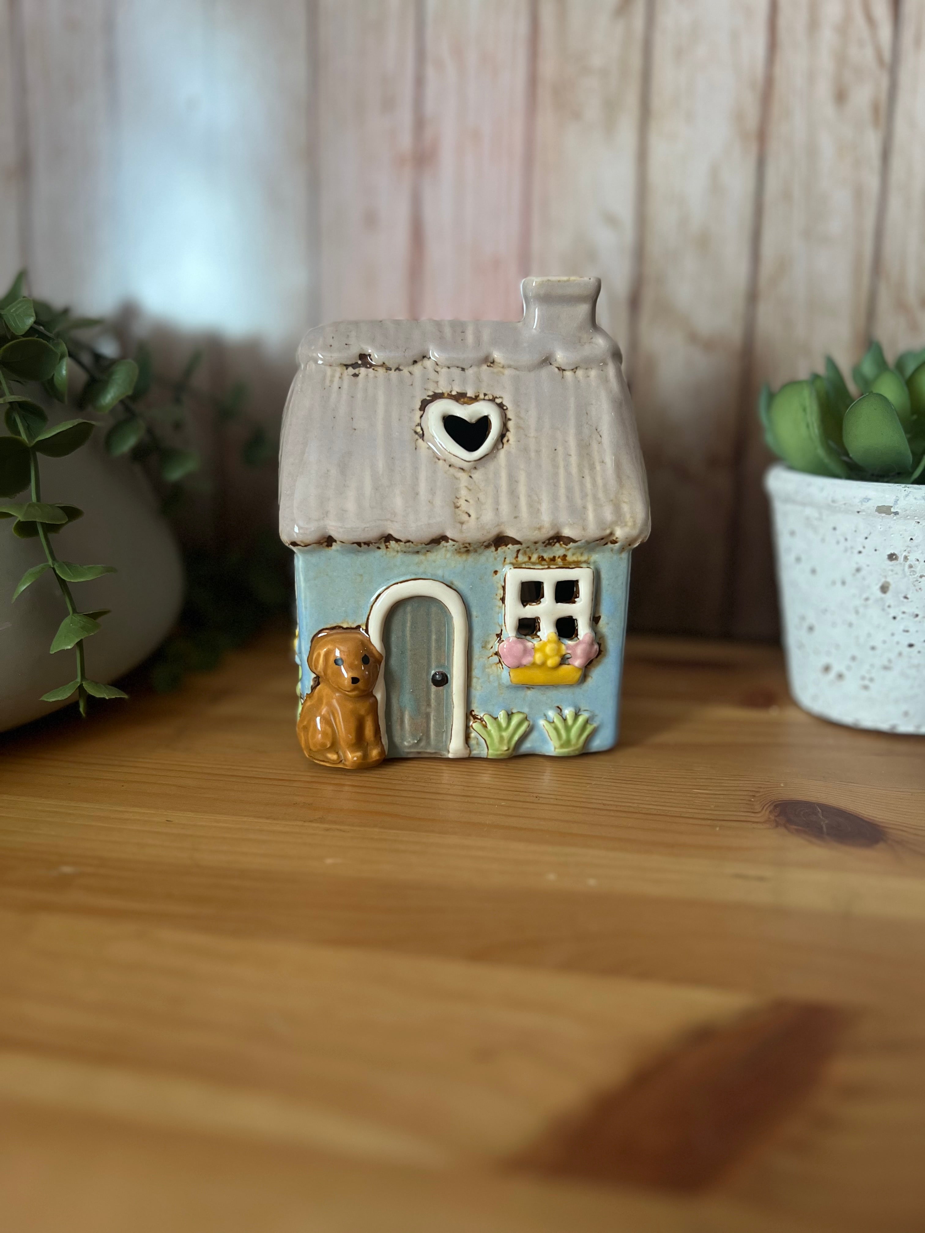 Mans Best Friend waiting at Home Heart House Tea Light Holder