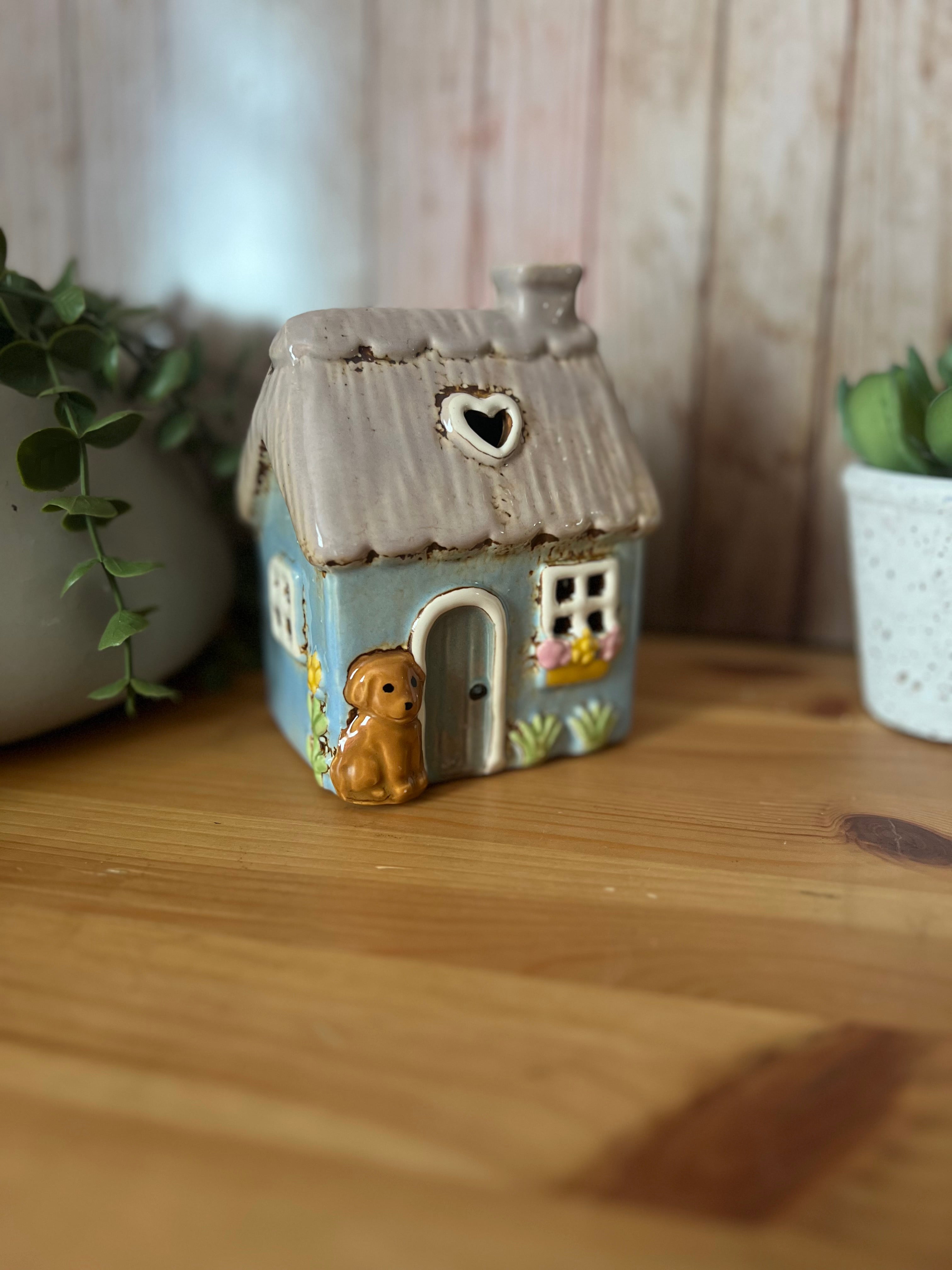 Mans Best Friend waiting at Home Heart House Tea Light Holder