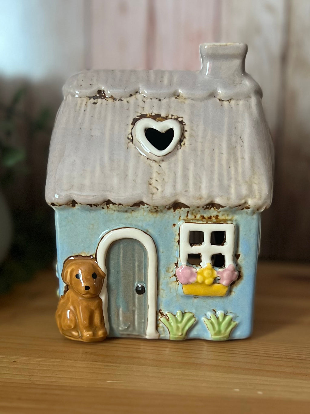 Mans Best Friend waiting at Home Heart House Tea Light Holder