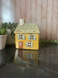 Ceramic Glazed Yellow Shuttered Window House Tea Light Holder