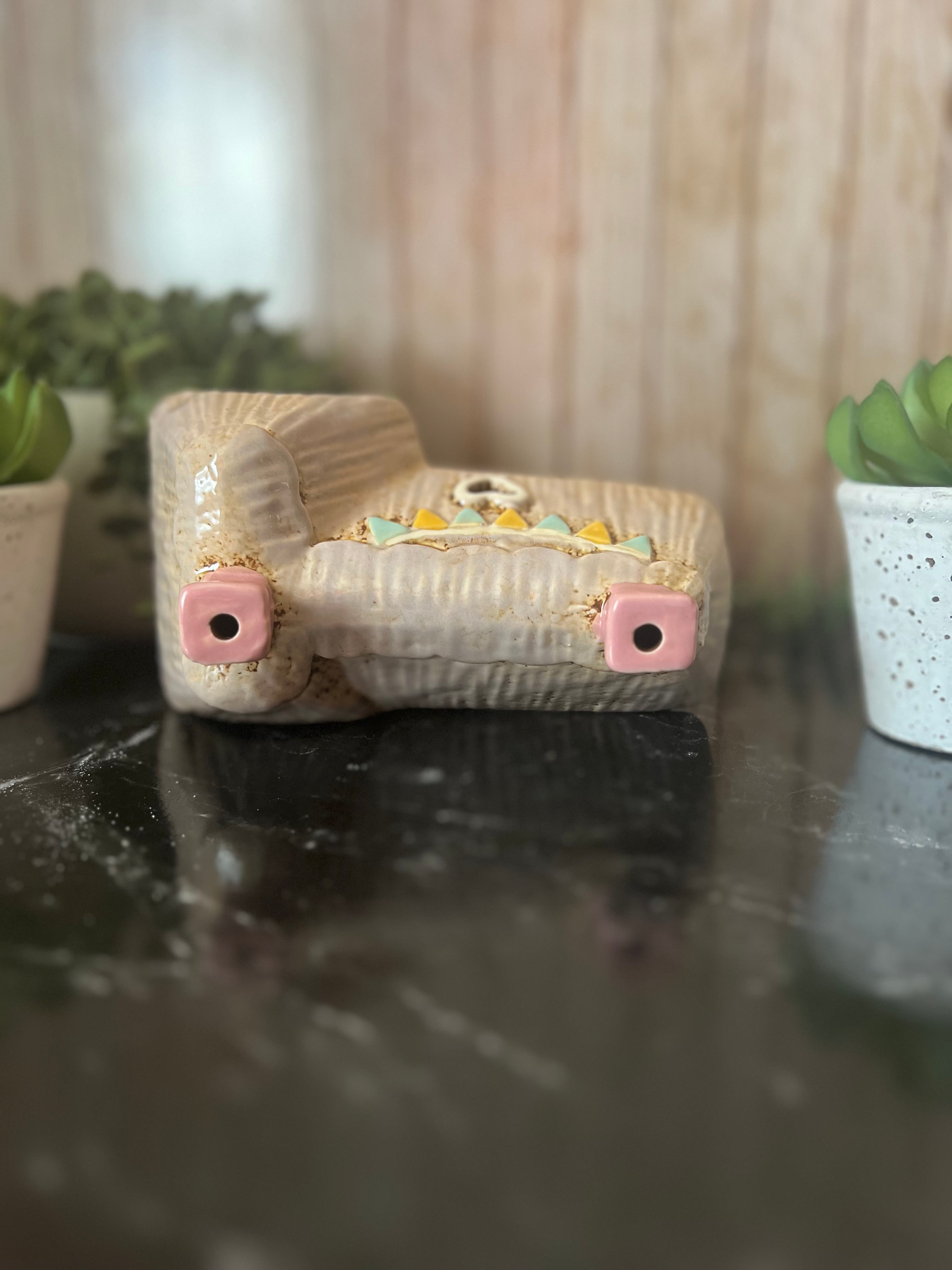 Pink Garden House with Cat at The Front Tea Light Holder