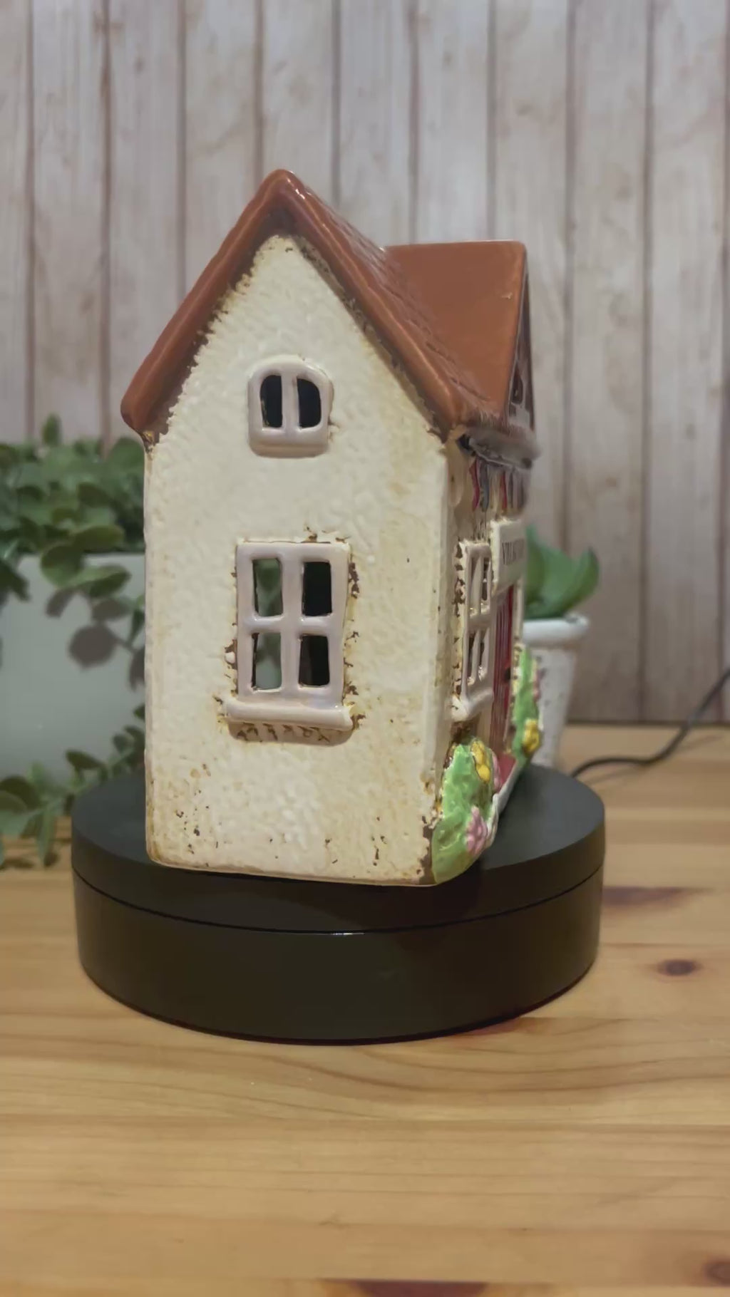 Village Hall Themed Glazed Ceramic Tea Light Holder
