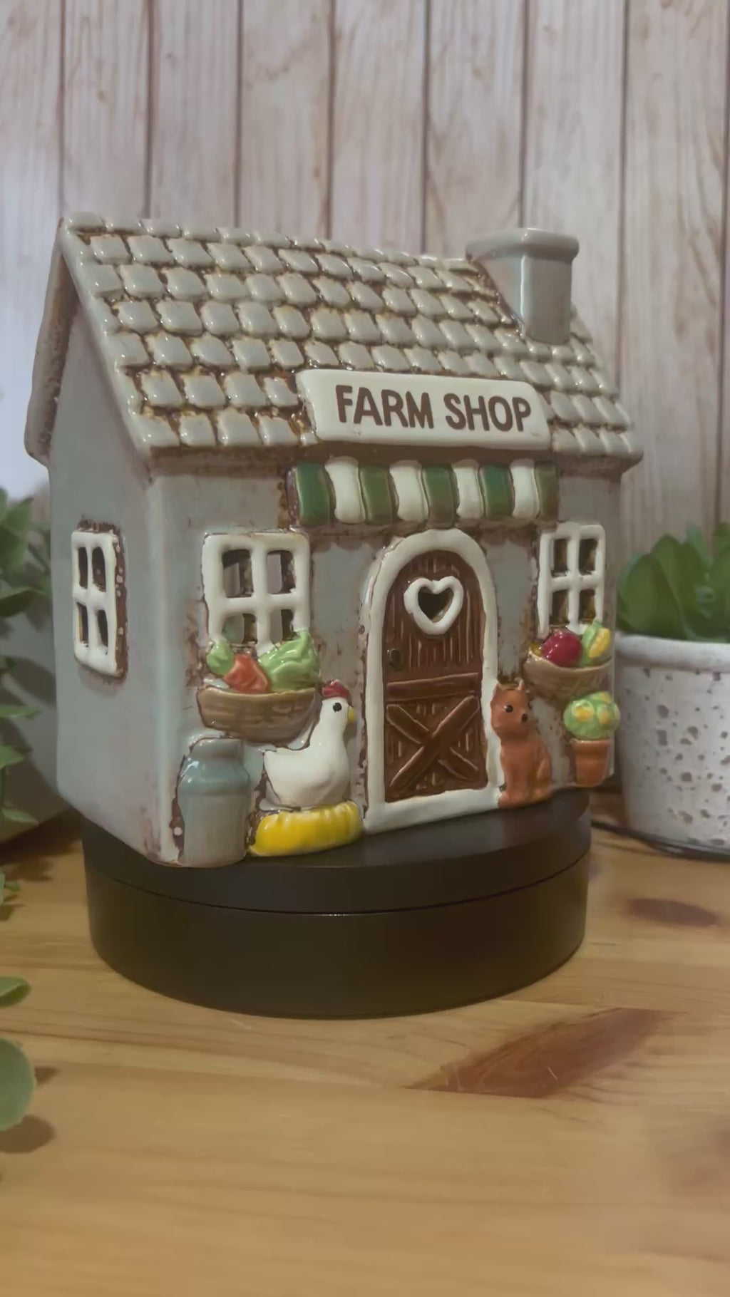 Farm Shop Themed Glazed Ceramic Tea Light Holder